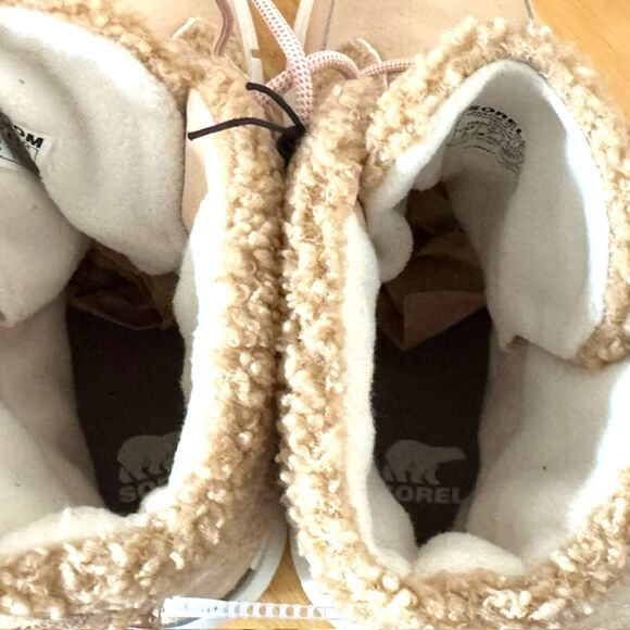 SOREL EXPLORER II LIL JOAN COZY SHERPA WATERPROOF BOOTS SIZE 9 SAND & PINK NWOB - Picture 10 of 13